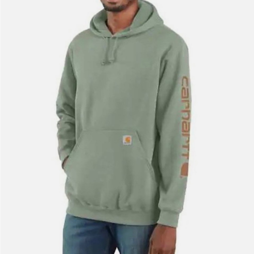 Men’s Carhartt Midweight Hooded Logo Sleeve Sweatshirt!